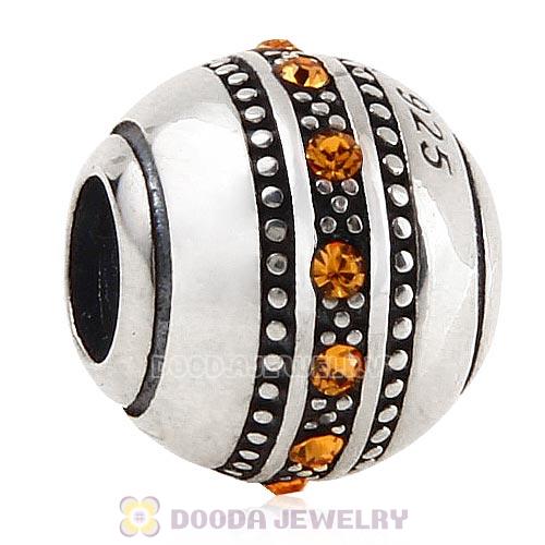 Sterling Silver Fast Lane Bead with Topaz Austrian Crystal