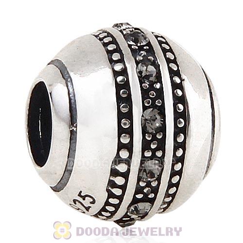 Sterling Silver Fast Lane Bead with Black Diamond Austrian Crystal