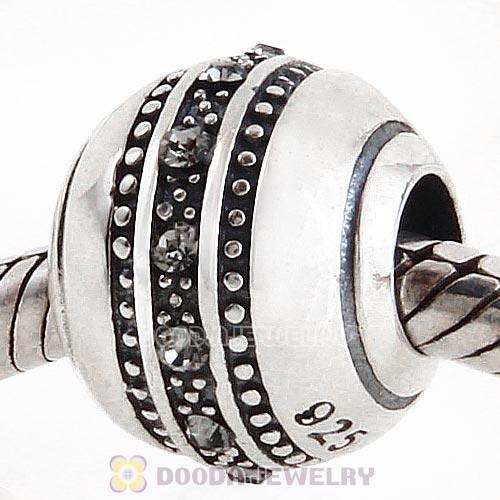 Sterling Silver Fast Lane Bead with Black Diamond Austrian Crystal