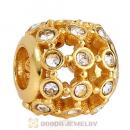 Gold Plated Sterling Silver In the Spotlight Bead with Clear Austrian Crystal