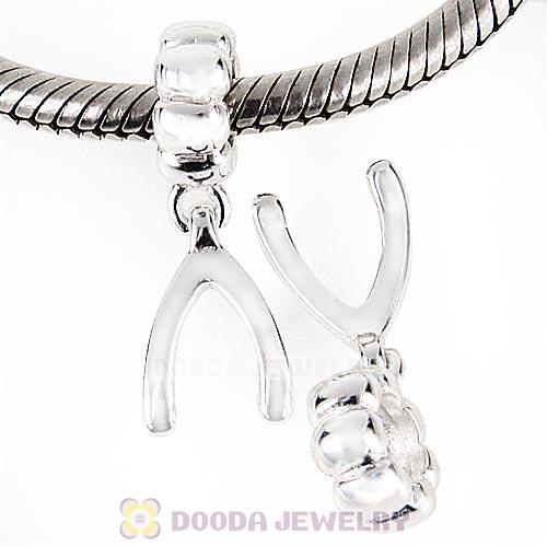 European Style Sterling Silver Dangle Wishbone Charm Beads