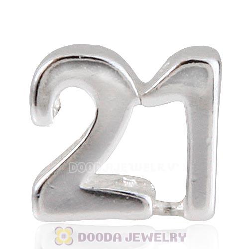 European Sterling Silver Birthday Milestones Number 21 Charm Wholesale