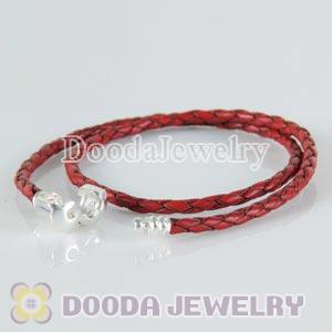 44cm European Style Red Braided Leather Bracelet