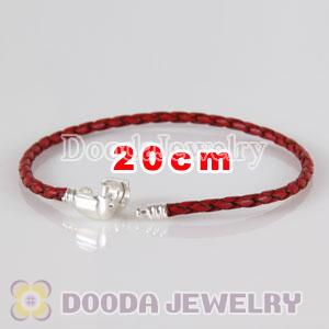 20cm European Style Single Red Braided Leather Bracelet