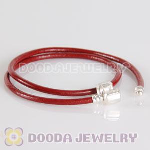 44cm European Slippy Red Leather Necklace without stamped on Clip
