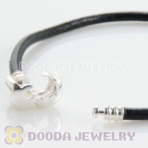 19cm Single Slippy Black Leather European Style Bracelet