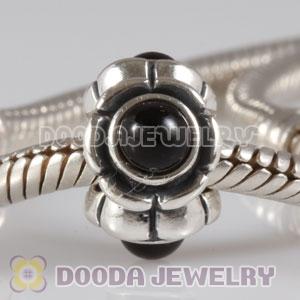 European Style Silver Beads with Black Eye CZ Stone