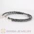 38cm European Style Double Gray Braided Leather Bracelet