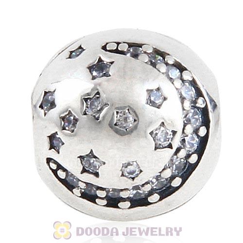 Sterling Silver Twinkling Night with Clear CZ Stone Clip Beads