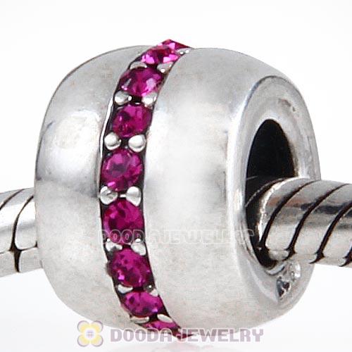 Sterling Silver Cosmo Charm Beads with Fuchsia Austrian Crystal