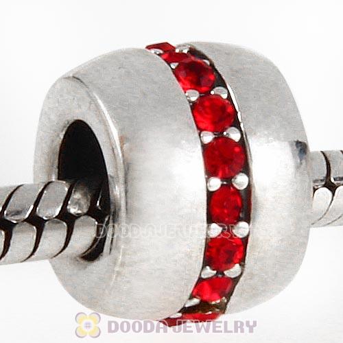 Sterling Silver Cosmo Charm Beads with Light Siam Austrian Crystal