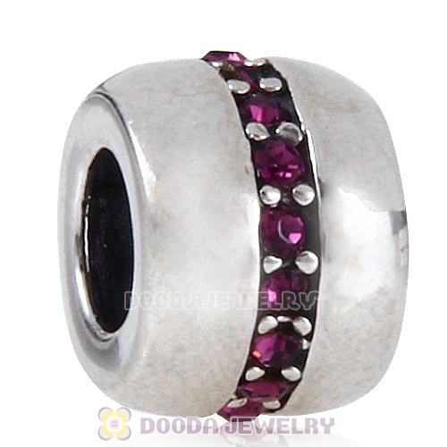 Sterling Silver Cosmo Charm Beads with Amethyst Austrian Crystal