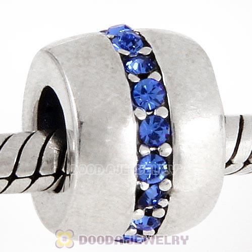 Sterling Silver Cosmo Charm Beads with Sapphire Austrian Crystal