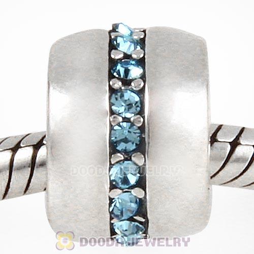 Sterling Silver Cosmo Charm Beads with Aquamarine Austrian Crystal