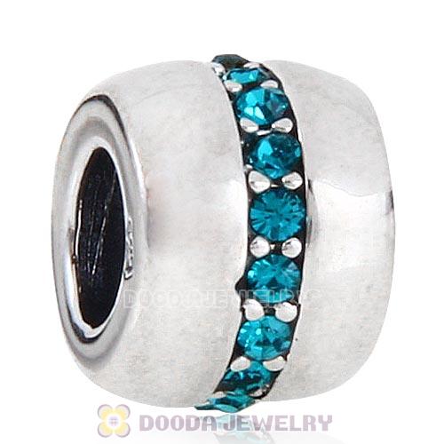 Sterling Silver Cosmo Charm Beads with Blue Zircon Austrian Crystal