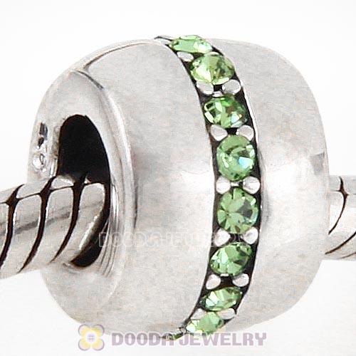 Sterling Silver Cosmo Charm Beads with Peridot Austrian Crystal