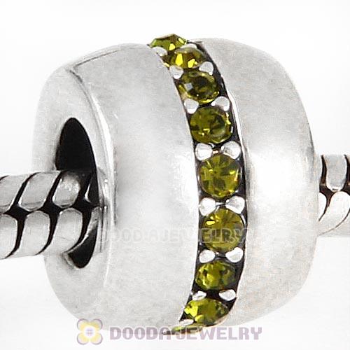Sterling Silver Cosmo Charm Beads with Olivine Austrian Crystal