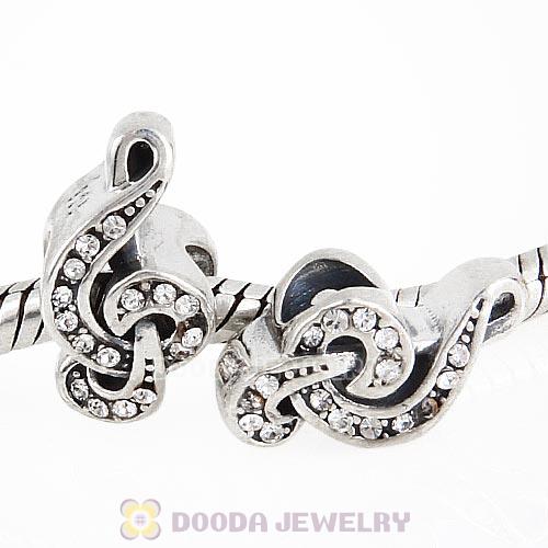 Sterling Silver Sweet Music Beads with Clear Austrian Crystal