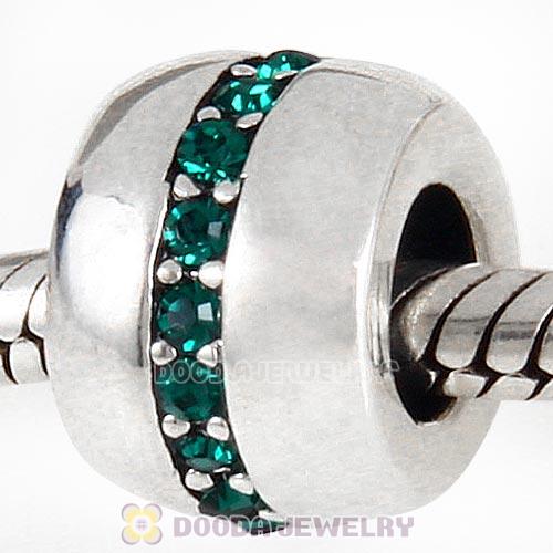 Sterling Silver Cosmo Charm Beads with Emerald Austrian Crystal