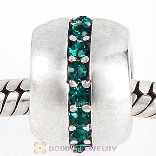 Sterling Silver Cosmo Charm Beads with Emerald Austrian Crystal