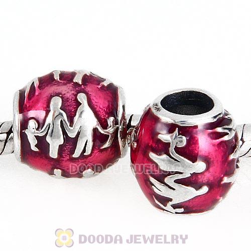 Sterling Silver Family Bonds with Violet Enamel Charm Beads
