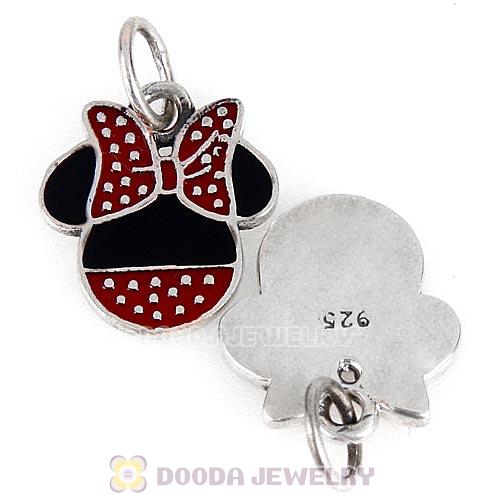 Sterling Silver Sparkling Minnie Icon Enamel Dangle Charm