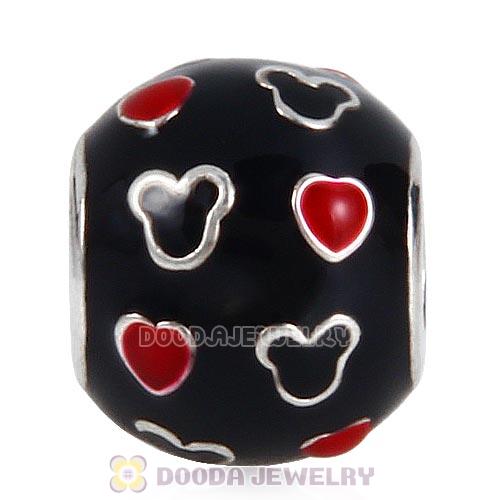 Sterling Silver Mickey and Hearts Enamel Charm Beads