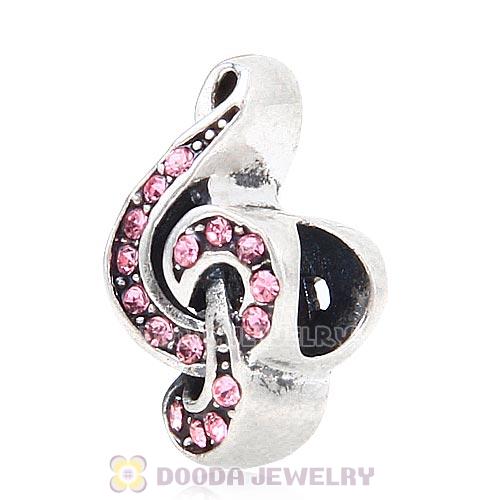 Sterling Silver Sweet Music Beads with Light Rose Austrian Crystal
