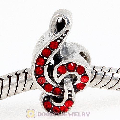 Sterling Silver Sweet Music Beads with Light Siam Austrian Crystal