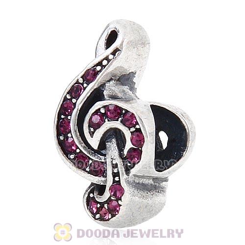 Sterling Silver Sweet Music Beads with Amethyst Austrian Crystal