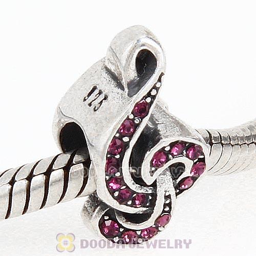 Sterling Silver Sweet Music Beads with Amethyst Austrian Crystal