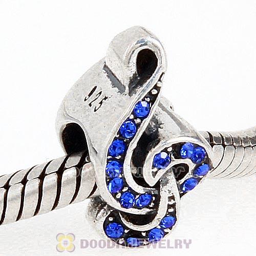 Sterling Silver Sweet Music Beads with Sapphire Austrian Crystal