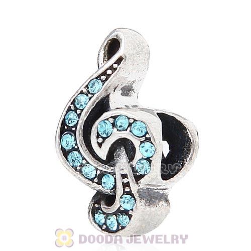 Sterling Silver Sweet Music Beads with Aquamarine Austrian Crystal