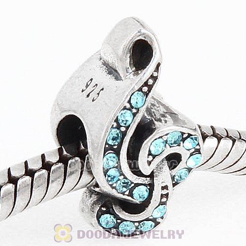 Sterling Silver Sweet Music Beads with Aquamarine Austrian Crystal