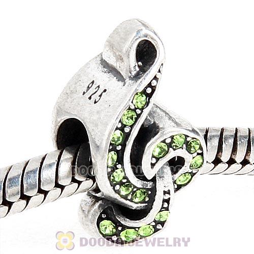 Sterling Silver Sweet Music Beads with Peridot Austrian Crystal