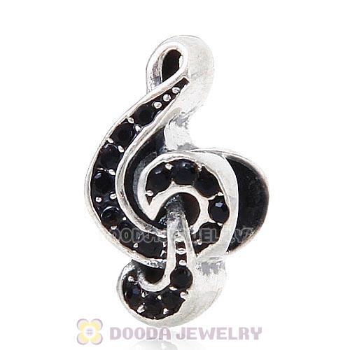 Sterling Silver Sweet Music Beads with Jet Austrian Crystal