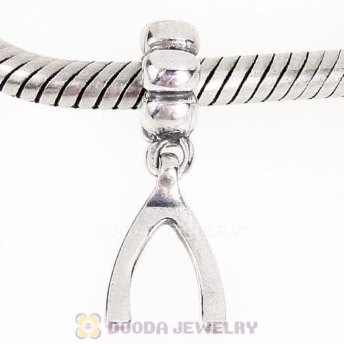 European Style Antique Sterling Silver Dangle Wishbone Charm Beads