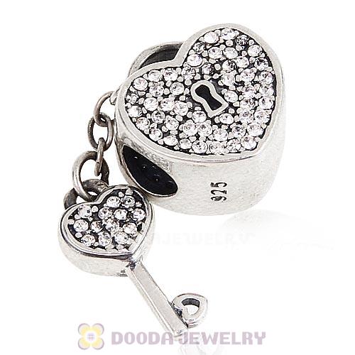 Sterling Silver Locks of Love Charm with Clear Austrian Crystal