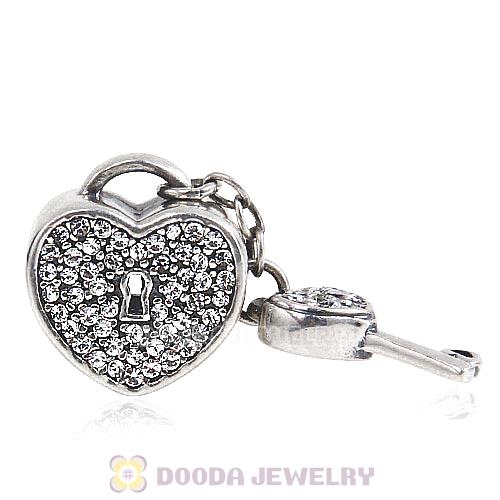 Sterling Silver Locks of Love Charm with Clear Austrian Crystal