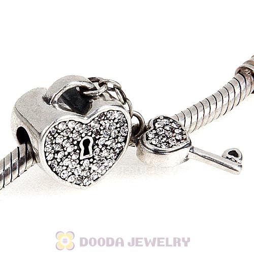 Sterling Silver Locks of Love Charm with Clear Austrian Crystal