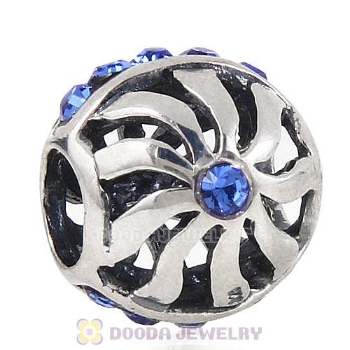 Sterling Silver Blaze Charm Beads with Amethyst Austrian Crystal Wholesale