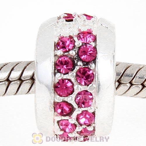 Sterling Silver Clip Beads with Rose Austrian Crystal European Style