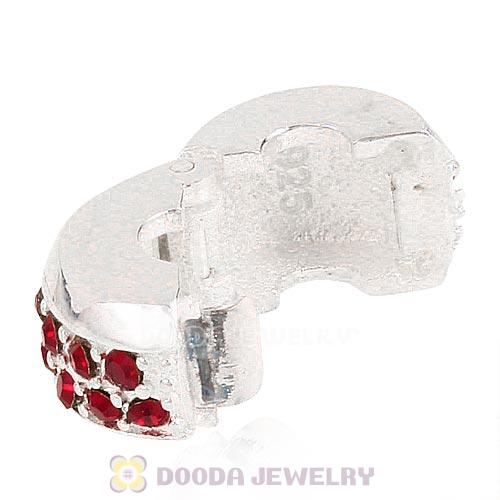 Sterling Silver Clip Beads with Siam Austrian Crystal European Style