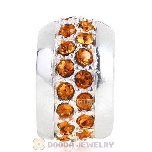 Sterling Silver Clip Beads with Topaz Austrian Crystal European Style