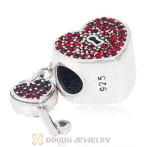 Sterling Silver Locks of Love Charm with Siam Austrian Crystal