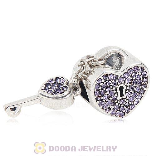 Sterling Silver Locks of Love Charm with Tanzanite Austrian Crystal