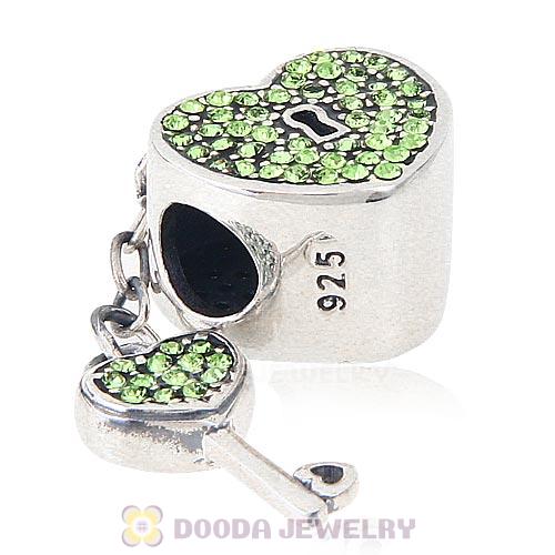 Sterling Silver Locks of Love Charm with Peridot Austrian Crystal