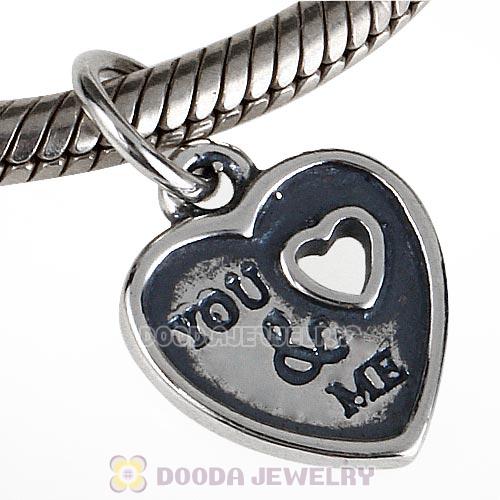 Antique Sterling Silver Dangle I LOVE YOU Heart Beads European Style