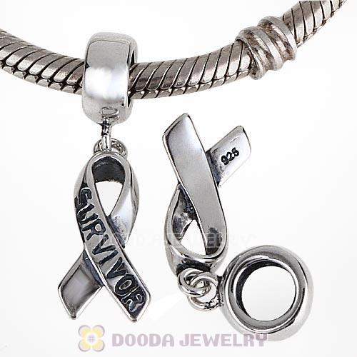 Antique Sterling Silver Dangle SURVIVOR Ribbon Beads European Style