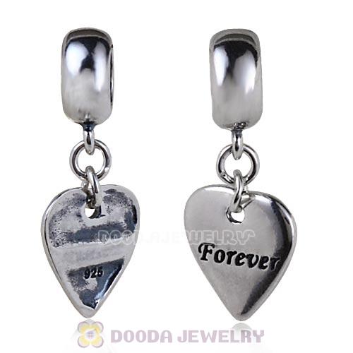 Antique Sterling Silver Dangle Forever Heart Beads European Style